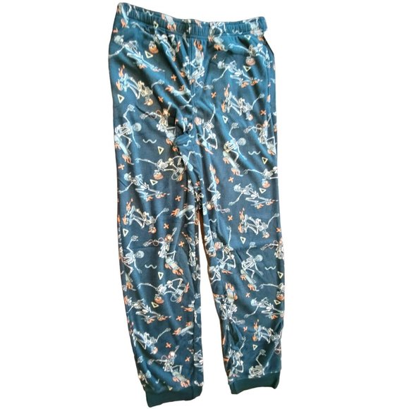 Fleece Pajama Jogger Pants Green Skeleton Skateboarding Boys XL 18-20 JJ2077 - Picture 4 of 8